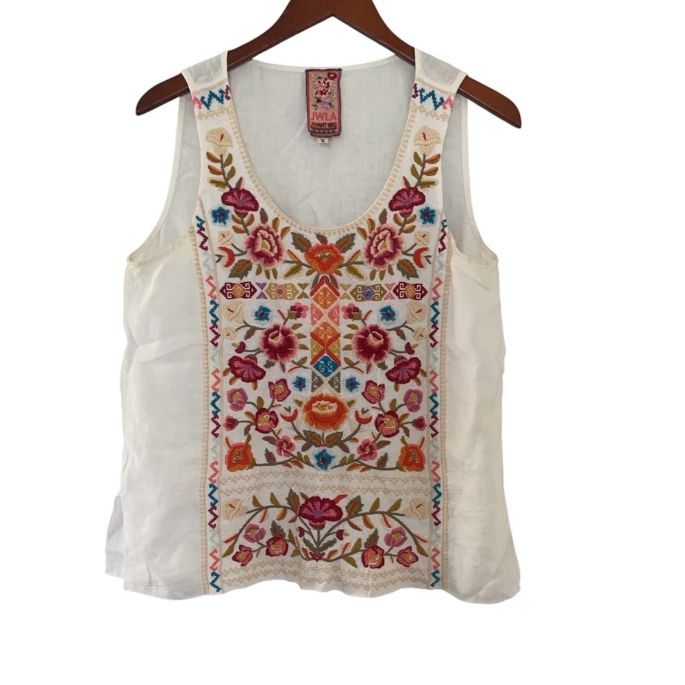 Johnny Was Multicolor Embroidered Tank Top Size M